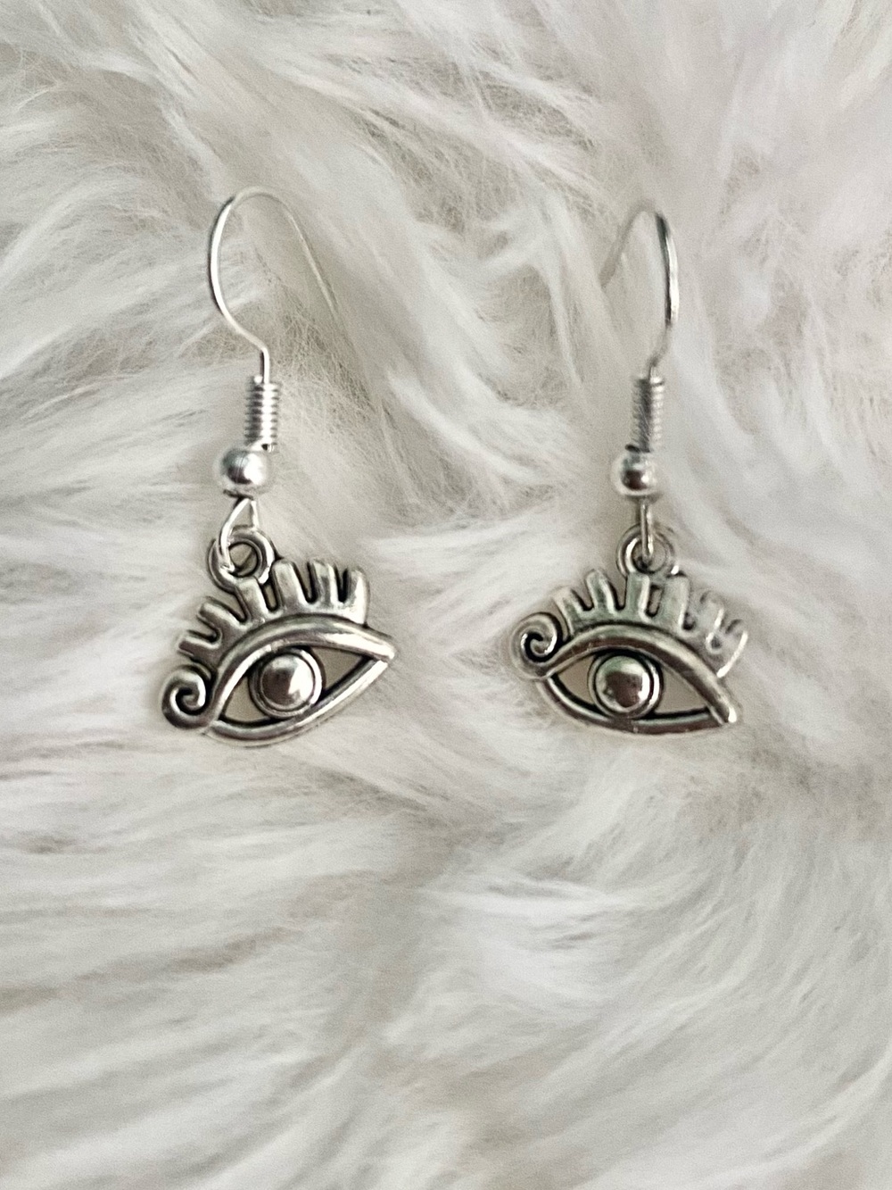 Silver Eye Charm Drop Earrings - Women Jewelry